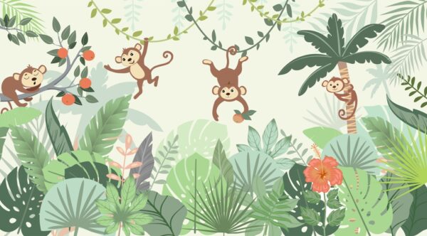Papier peint Singes dans la jungle