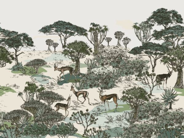Papier peint Chamois parmi les arbres