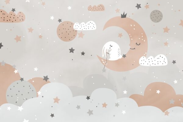 Papier peint Lune et étoiles