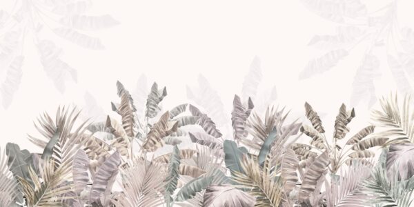 Papier peint Feuilles sur fond clair