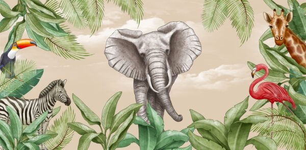 Papier peint Éléphant parmi les animaux