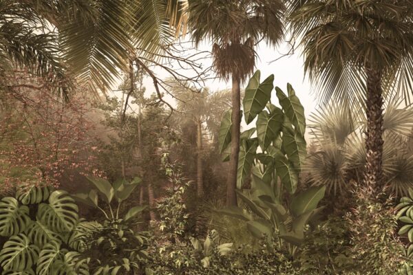 Papier peint Lumière dans la jungle fleurie