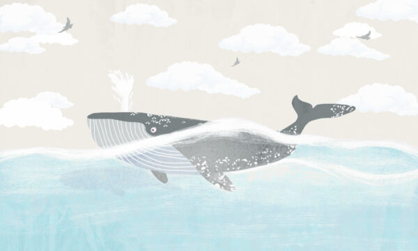 Papier peint Baleine en beige