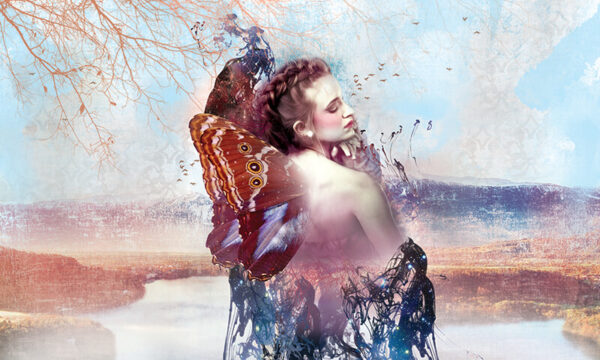 Papier peint Femme papillon