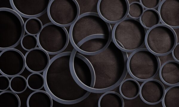 Papier peint Cercles 3D en graphite