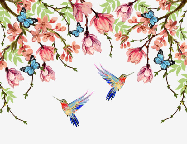 Papier peint Colibris colorés