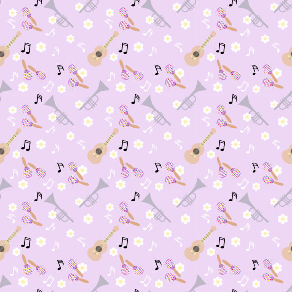 Papier peint Instruments de musique et marguerites