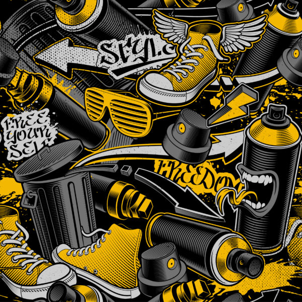 Papier peint Graffiti noir et jaune
