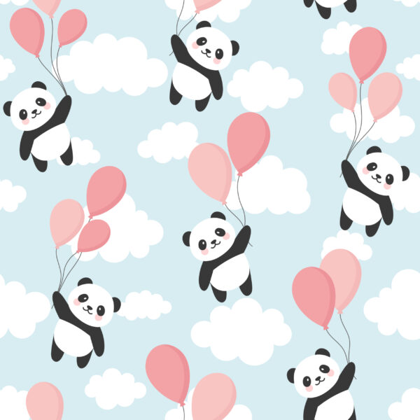 Papier peint Pandas et ballons