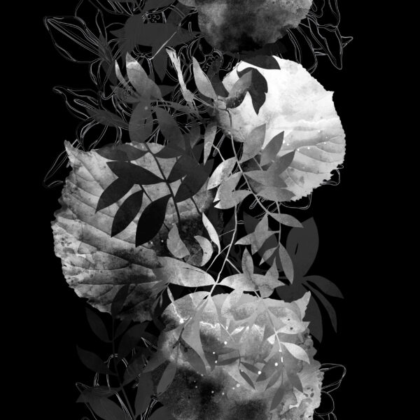 Papier peint Feuilles noires et blanches