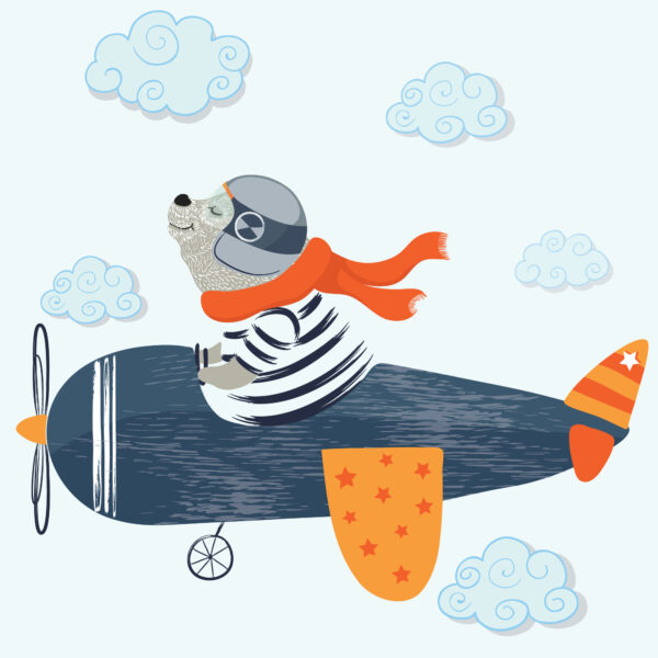 Papier peint Pilote d'avion ours en peluche