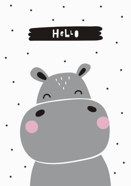 Papier peint Ami Hippopotame