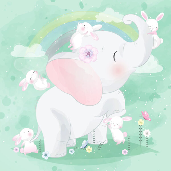 Papier peint Ami Éléphant
