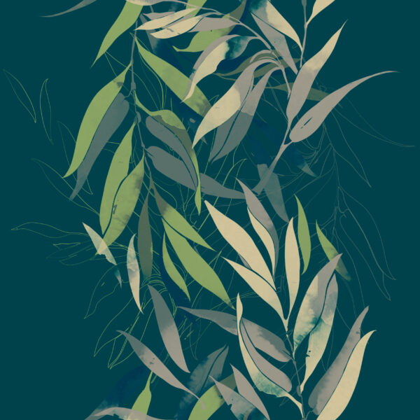 Papier peint Feuilles en vert