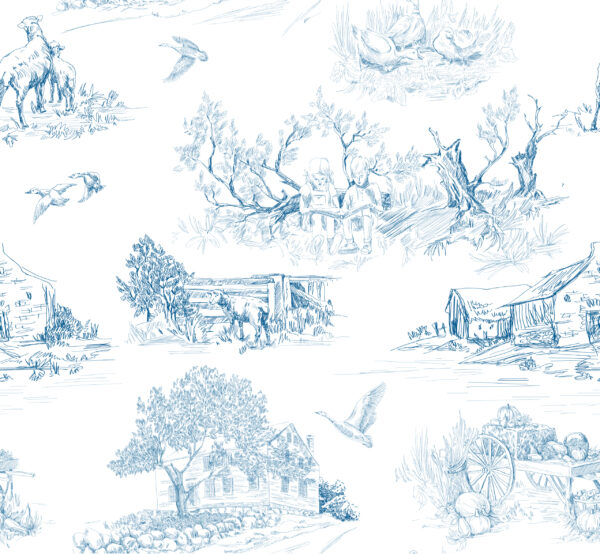 Papier peint Croquis rural