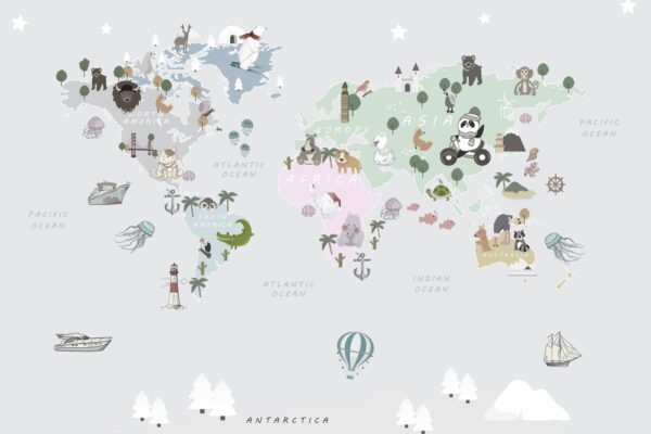 Papier peint Carte du monde pour les enfants