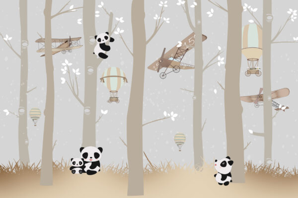 Papier peint Pandas heureux