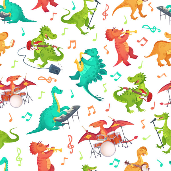 Papier peint Dinosaures musicaux