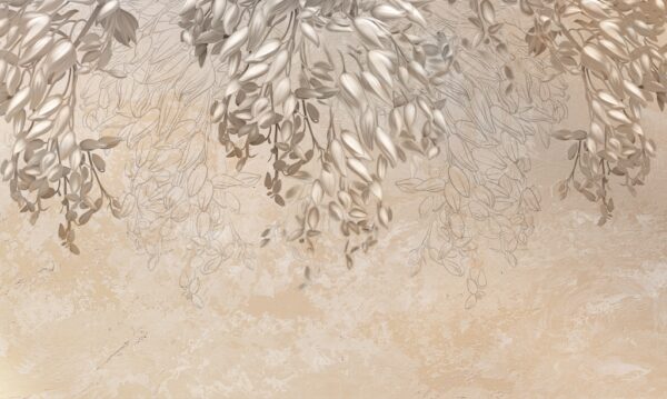 Papier peint Fleurs en beige