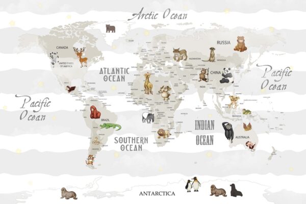 Papier peint Carte du monde pour les enfants