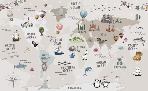 Papier peint Carte du monde pour un petit voyageur