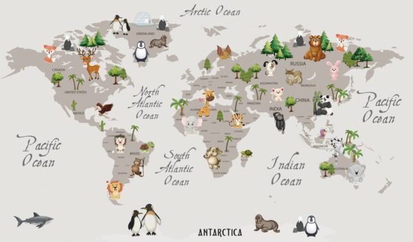 Papier peint Carte du monde pour les enfants