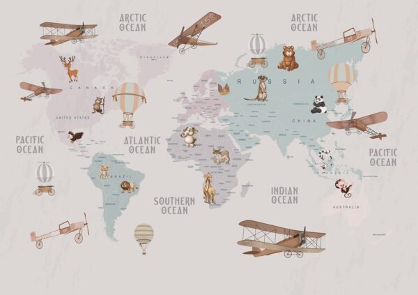 Papier peint Carte du monde pour les enfants
