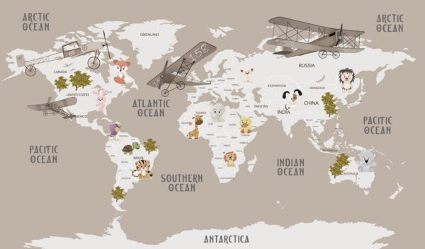 Papier peint Carte du monde pour enfants