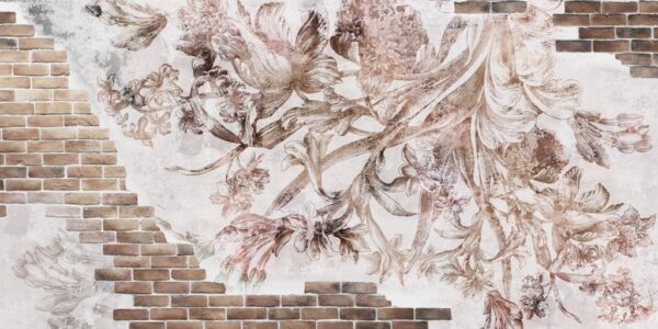Papier peint Fleurs exotiques sur le mur