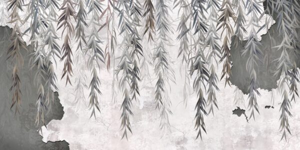 Papier peint Feuilles grises
