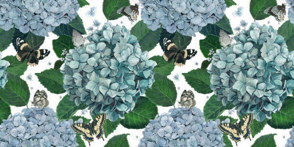 Papier peint Papillons et fleurs