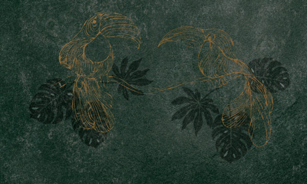 Papier peint Toucans en or