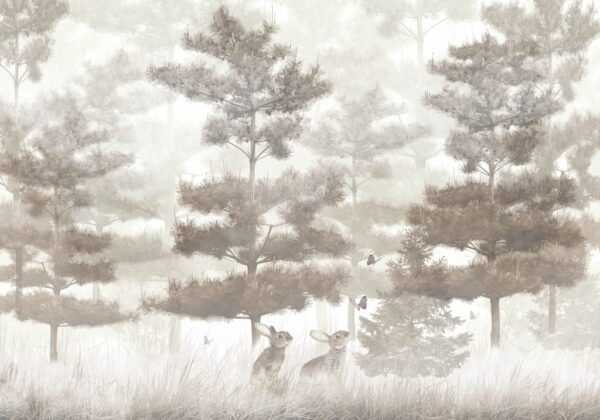 Papier peint Gris parmi les arbres