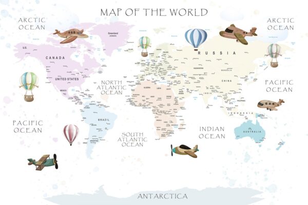 Papier peint Carte du monde intéressante pour les enfants