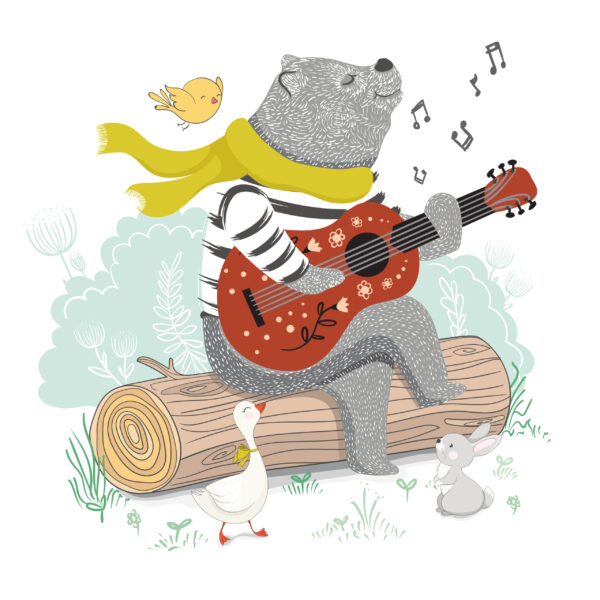 Papier peint Ours en peluche avec guitare