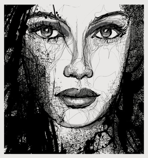 Papier peint Fille en noir