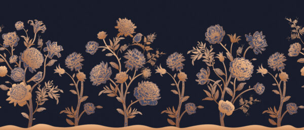 Papier peint Fleurs dorées