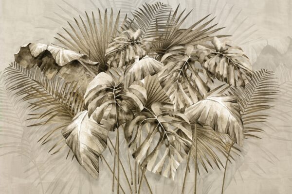 Papier peint Feuilles de palmier dorées