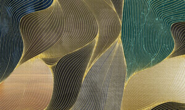 Papier peint Lignes abstraites dorées
