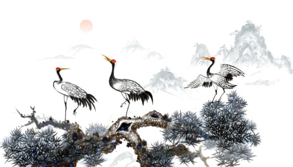 Papier peint Oiseaux dans les montagnes
