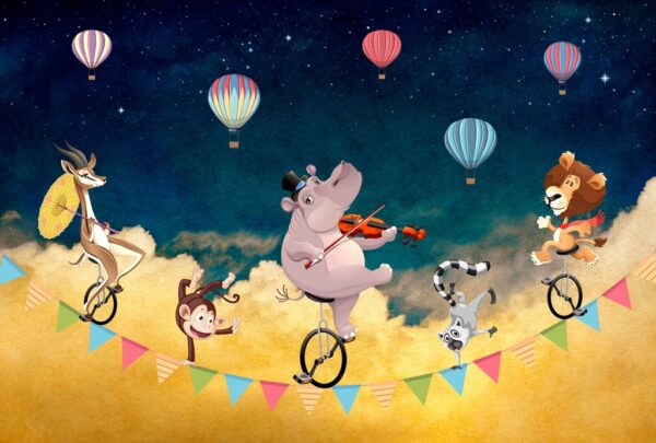 Papier peint Animaux heureux sur une corde