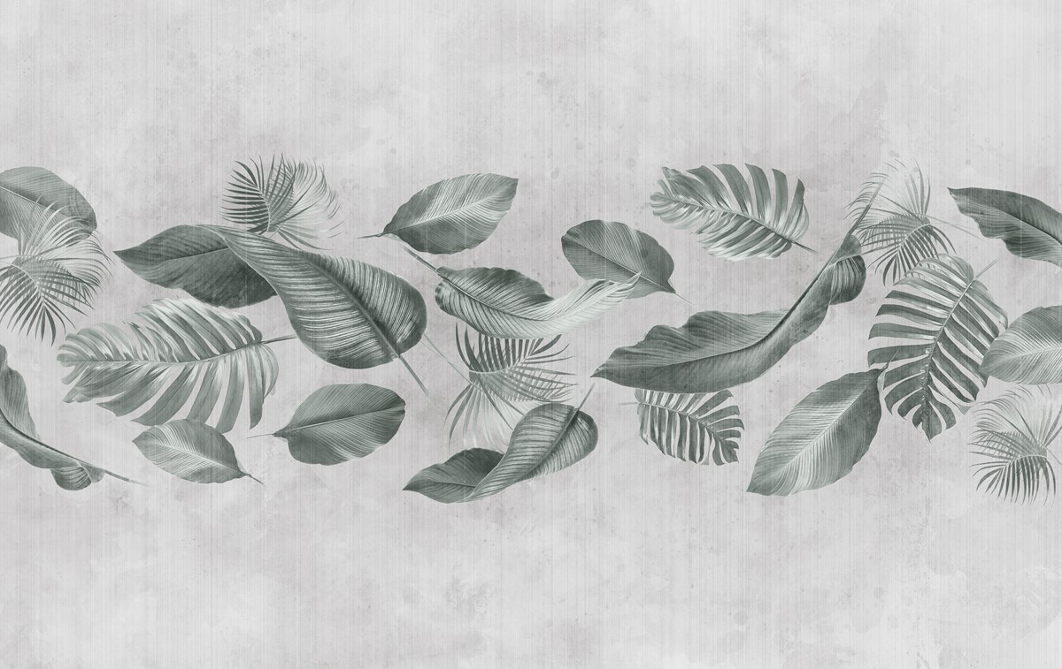 Tropical,Green,Leafs,On,Dirty,Grunge,Background.,Design,For,Wallpaper,