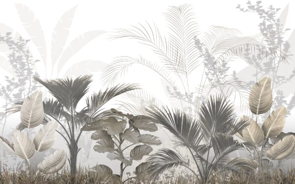 Papier peint Feuilles dans le brouillard