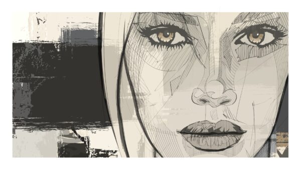 Papier peint Croquis de visage mystérieux