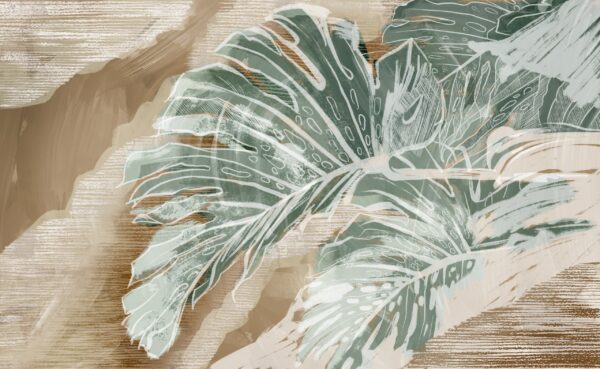 Papier peint Monstera en beige
