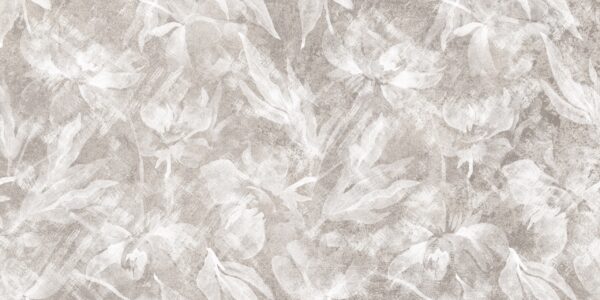 Papier peint Fleurs Gris Beige