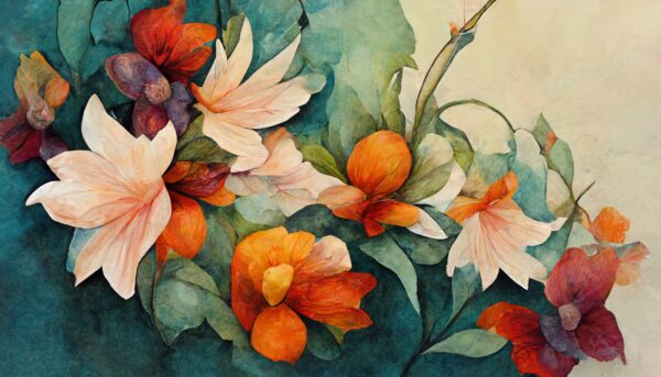 Papier peint Fleurs aquarelles