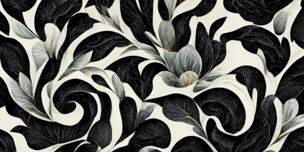Papier peint Abstraction florale noir et blanc