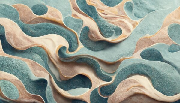 Papier peint Vagues bleues dorées