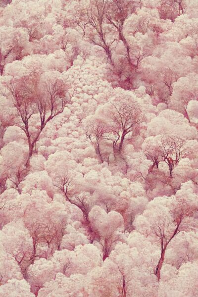 Papier peint Vue aérienne de la forêt rose